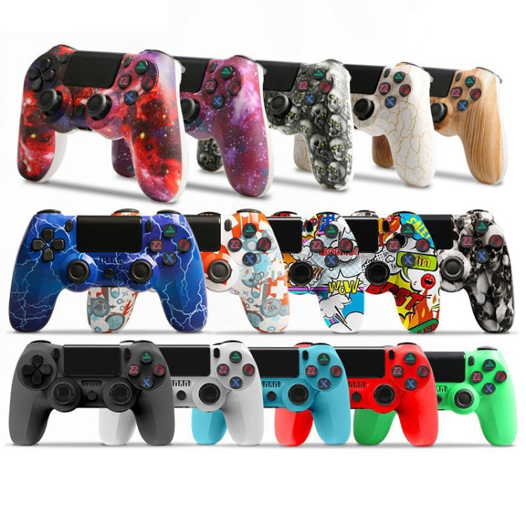 For PS4 Wireless Bluetooth Game Controller With Light Strip Dual Vibration Game Handle(Wood Grain) by bashfashion