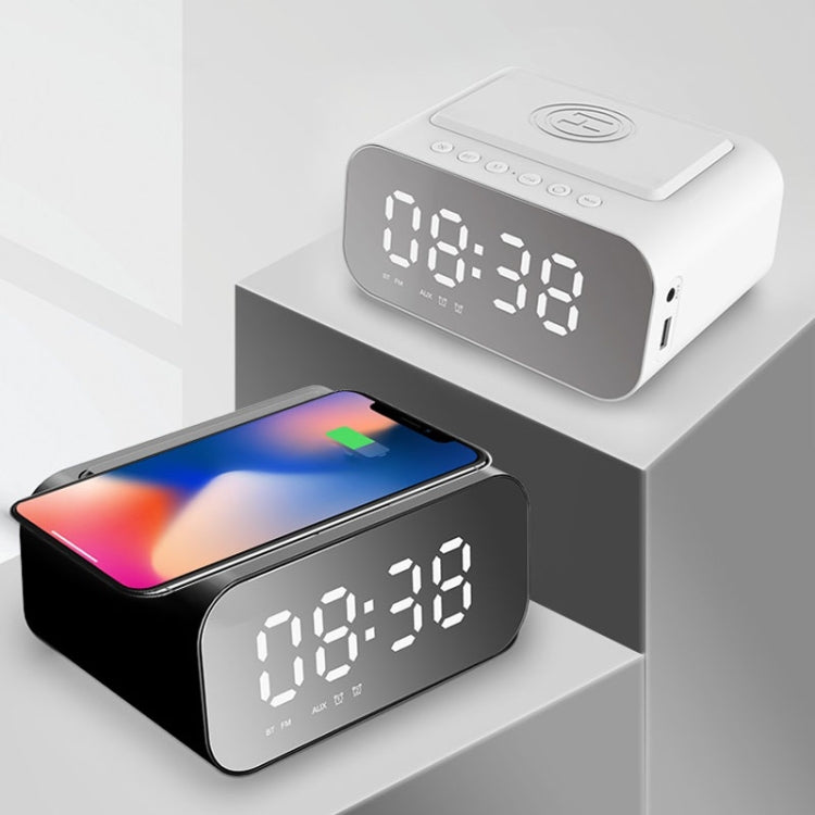 BT510 15W LED Clock Wireless Charging Bluetooth Speaker Multifunctional Smart Mirror Alarm Clock Audio(White) by bashfashion