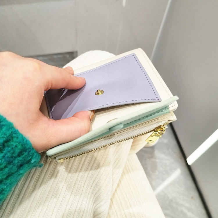 PU Leather Short Color Matching Folding Wallet Mini Portable Wallet(Turmeric) by bashfashion