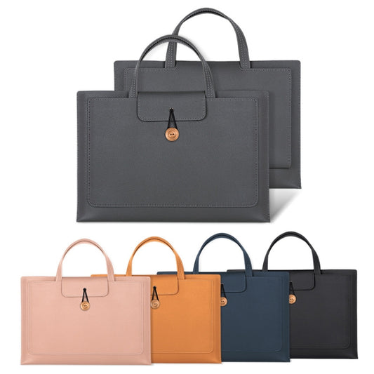 13.3/14 inch Elastic Button Laptop Waterproof PU Handbag(Rose Pink) by bashfashion