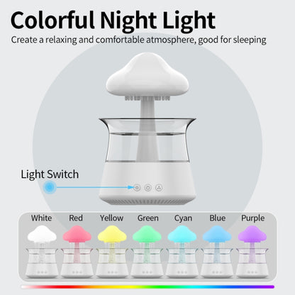 CH06 300ml Rain Humidifier Mushroom Cloud Colorful Night Lamp Aromatherapy Machine, Style: Without Remote Controller(White) by bashfashion