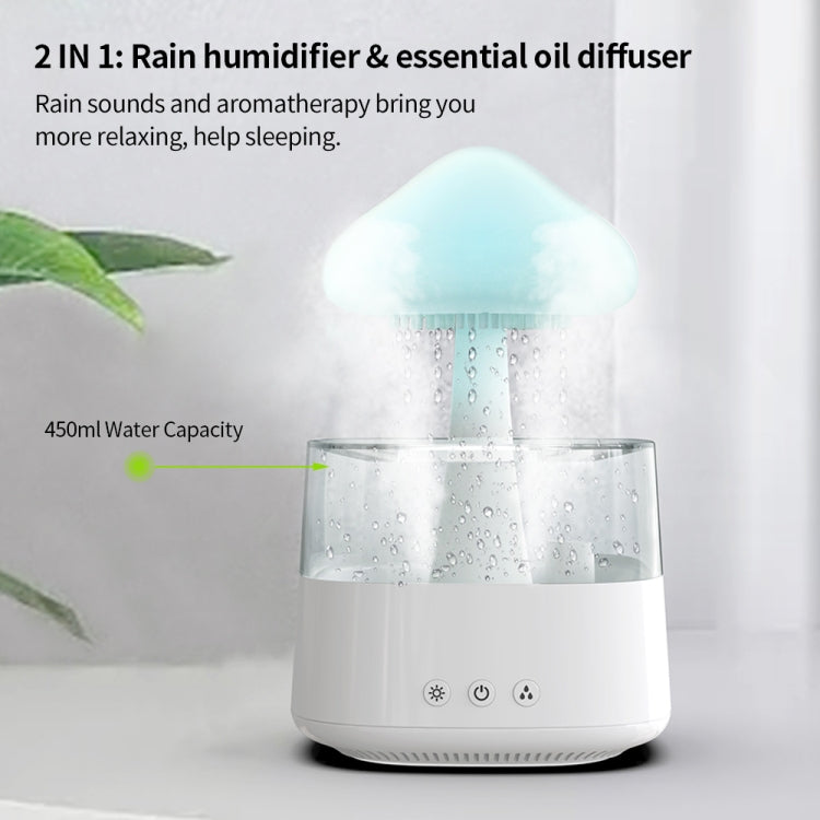 CH08 450ml Rain Humidifier Mushroom Cloud Colorful Night Lamp Aromatherapy Machine, Style: Without Remote Controller(Light Wood Grain) by bashfashion