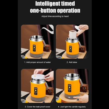 2.0L 304 Food Grade Insulated Lunch Box Electric Thermostat Lunch Bucket, CN Plug, Color: Temperature Display Beige Power Cord/Car Wire by bashfashion