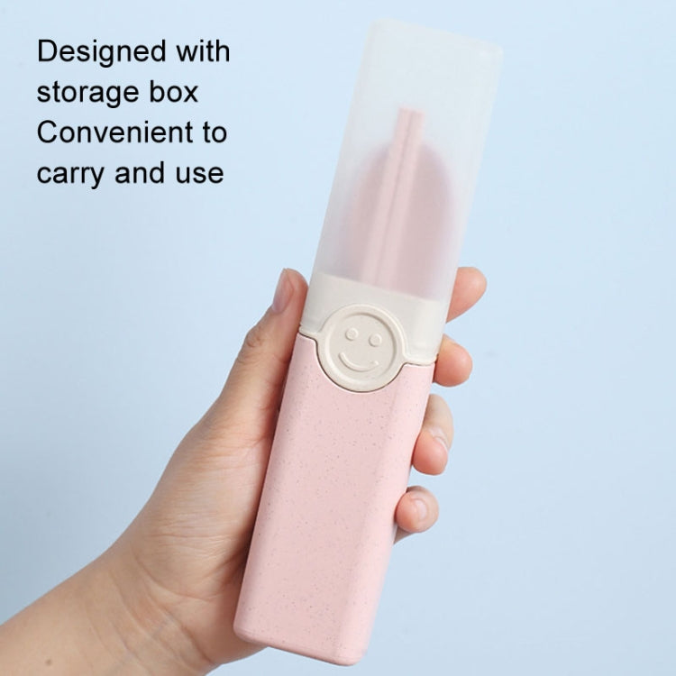 4 In 1 Portable Wheat Straw Tableware Set Outdoor Travel Storage Tableware Box, Style: B With Chopsticks (Beige) by bashfashion