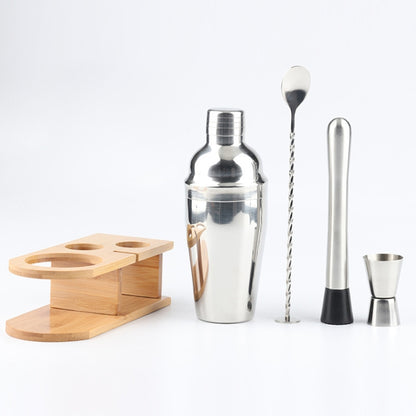 750ml 4 In 1 Stainless Steel Mixer Set With Bamboo Stand Shaker Tools by bashfashion