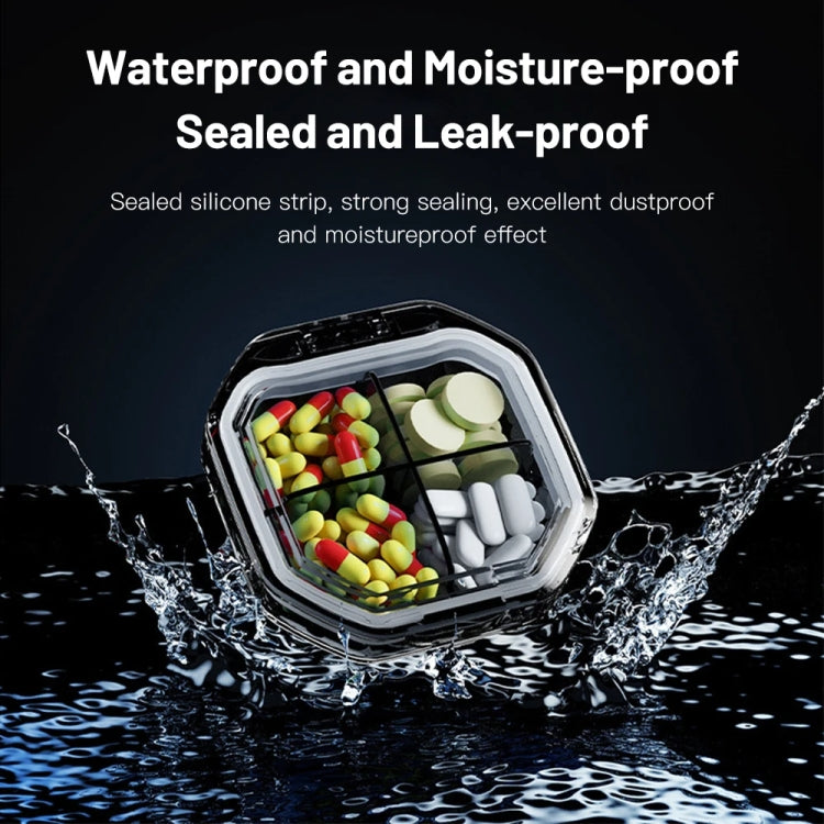 Portable Mini Compartmentalized Sealed Pill Box Weekly Morning And Evening Pill Capsule Dispensing Box, Style: 4 Grids Gray by bashfashion