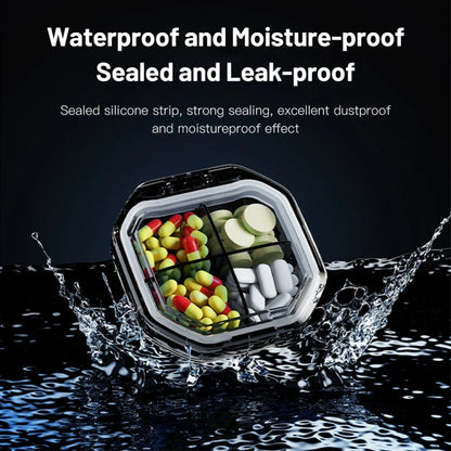 Portable Mini Compartmentalized Sealed Pill Box Weekly Morning And Evening Pill Capsule Dispensing Box, Style: 4 Grids Gray by bashfashion