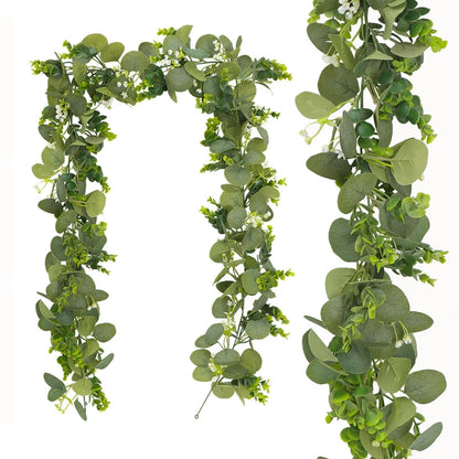 180cm Simulation Greenery Eucalyptus Ivy Leaf Rattan Hanging Fake Flower Decoration Rattan, Style: D Model by bashfashion