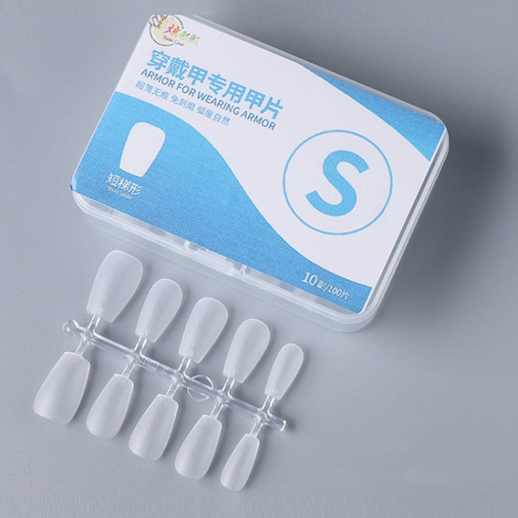 10pairs Of 100pcs/Box Frosted False Nails Artificial Tip, Shape: Short Trapezoid S by bashfashion