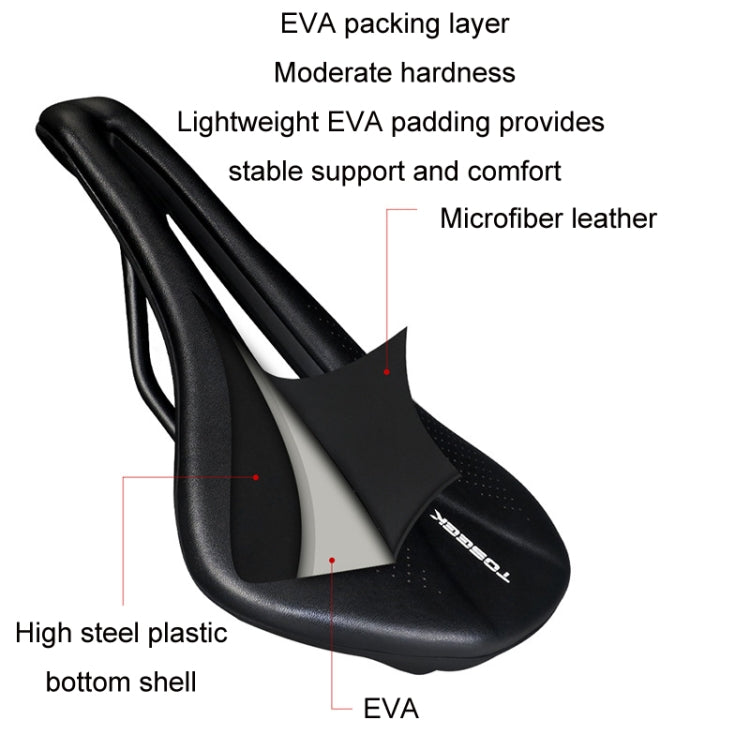 TOSEEK Bicycle Wide Seat Cushion Shock Absorption Comfortable Saddle, Color: Black by TOSEEK