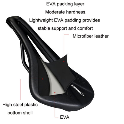 TOSEEK Bicycle Wide Seat Cushion Shock Absorption Comfortable Saddle, Color: White by TOSEEK