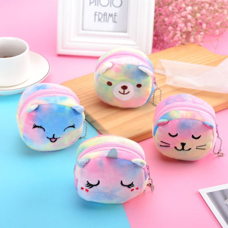 Mini Colorful Round Plush Coin Purse Lipstick Data Cable Portable Bag, Style: Big Eyes Rabbit by bashfashion