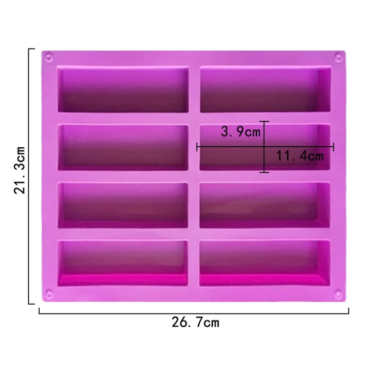 8 Grids Rectangular Silicone Handmade Soap Mould DIY Aromatherapy Mould(Purple) by bashfashion