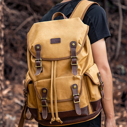 Retro Canvas Backpack Large Capacity Travel Computer Bag(Black) by bashfashion