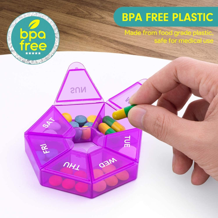 2pcs Portable Transparent Moisture-Proof Weekly 7-grids Pill Storage Box(White) by bashfashion