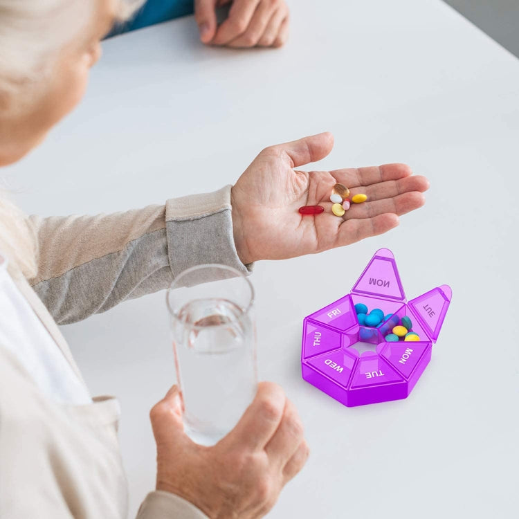 2pcs Portable Transparent Moisture-Proof Weekly 7-grids Pill Storage Box(White) by bashfashion