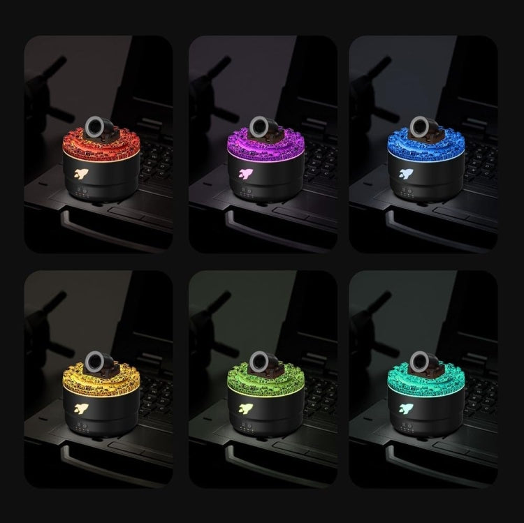 Turret Shape Aromatherapy Humidifier With 3-speed Timer 7-color Atmosphere Light US Plug Black by bashfashion