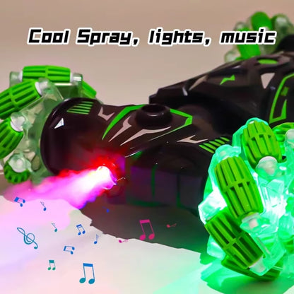 2.4G Spray RC Car Gesture Sensor Music Lights Twist Stunt Drift Car Double Side Driving Buggy Toy, Color: Handle+Watch RC Green by bashfashion