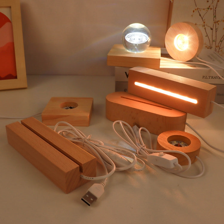 LED Light Solid Wood Luminous Base for Resin Art Acrylic Glass Lights Rectangular 18cm(Three-color Light) by bashfashion