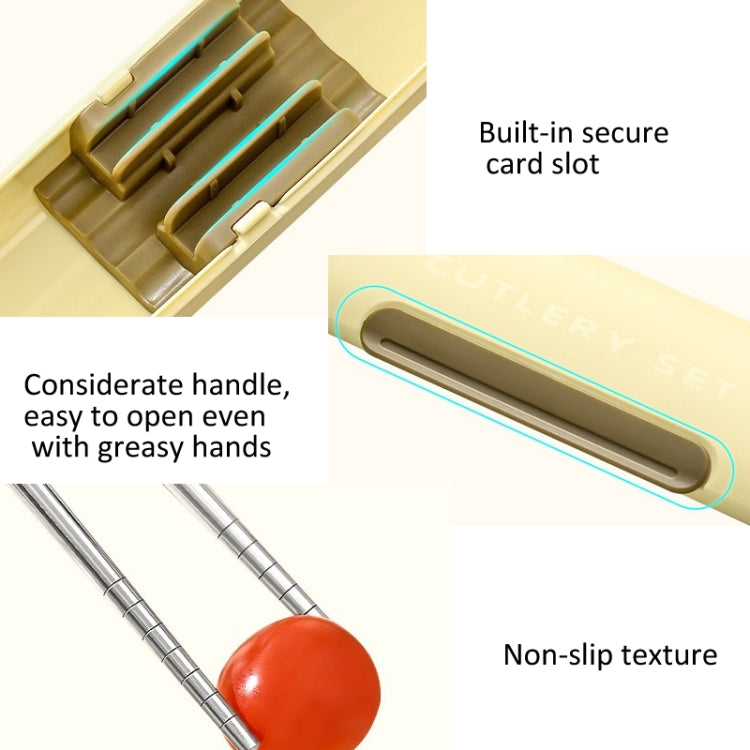 Portable Spoon Chopsticks Cutlery Set with Storage Box For Students, Office Workers and Camping(White) by bashfashion