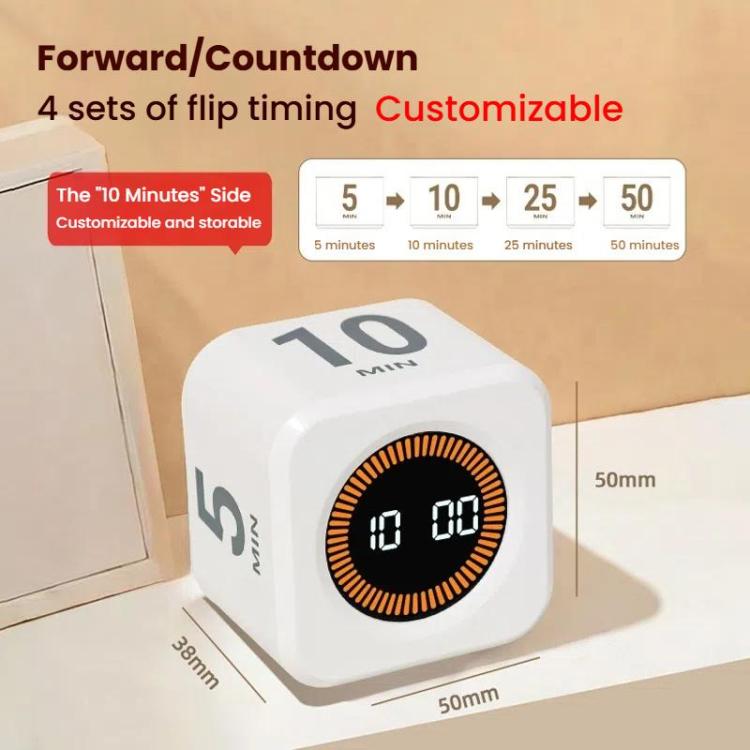 Mini Visual Timer Gravity Sensing Cube Flip Learning Fitness Time Management Timer(Black) by bashfashion