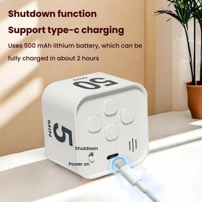 Mini Visual Timer Gravity Sensing Cube Flip Learning Fitness Time Management Timer(Black) by bashfashion