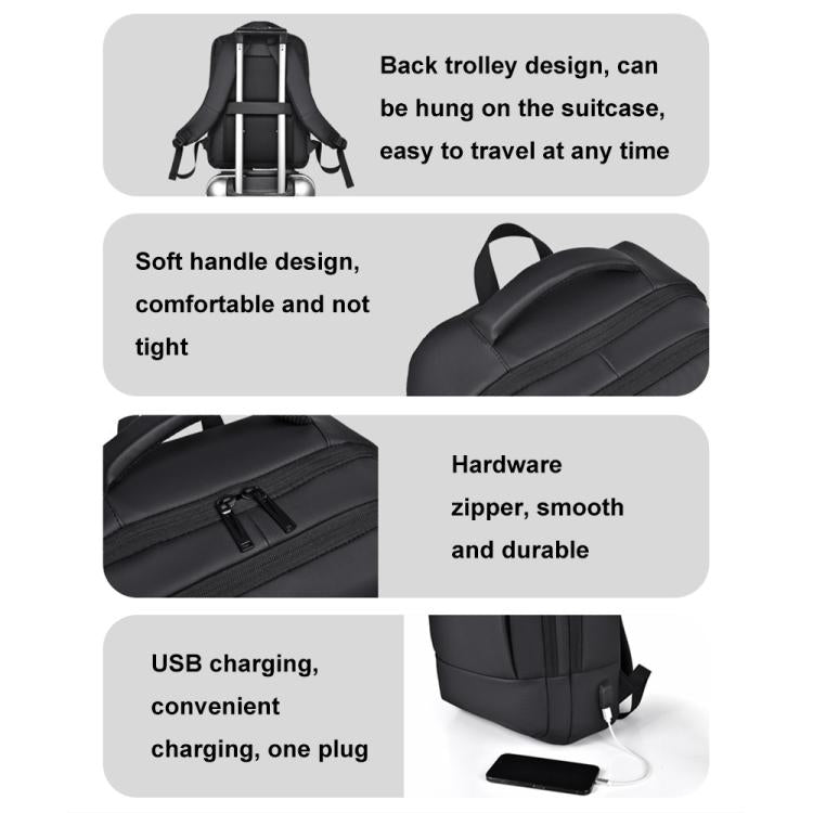 OUMANTU 2103 Large Capacity Multi-Compartment Waterproof Laptop Backpack With USB Port(Gray) by OUMANTU