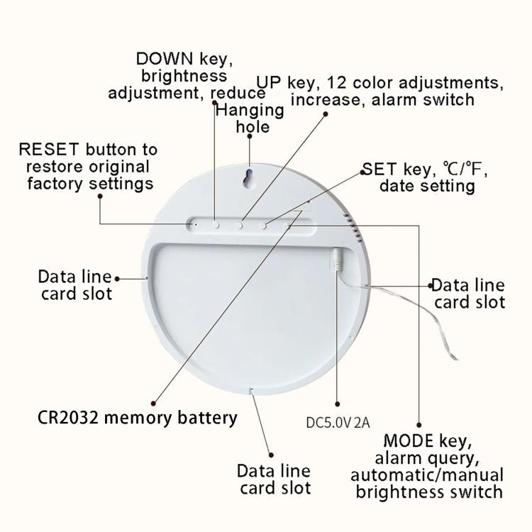 Wifi App Control LED Digital Wall Clock With RGB Light Multi-Functional Alarm Clock(Black Shell Colth Surface) by bashfashion