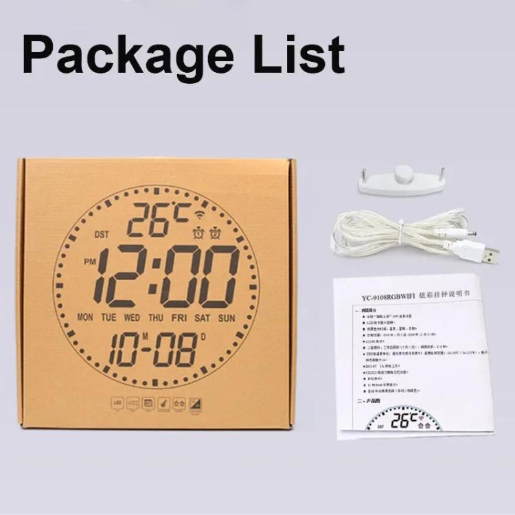 Wifi App Control LED Digital Wall Clock With RGB Light Multi-Functional Alarm Clock(Black Shell Colth Surface) by bashfashion