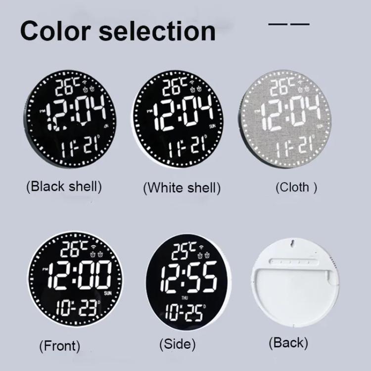 Wifi App Control LED Digital Wall Clock With RGB Light Multi-Functional Alarm Clock(Black Shell Colth Surface) by bashfashion