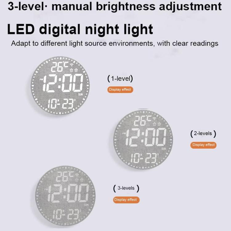 Wifi App Control LED Digital Wall Clock With RGB Light Multi-Functional Alarm Clock(Black Shell Colth Surface) by bashfashion