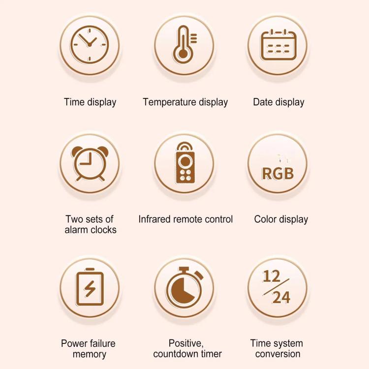 11.6-Inch RGB Wall Clock With Remote Control Multi-Functional Alarm Clock White+Cloth by bashfashion