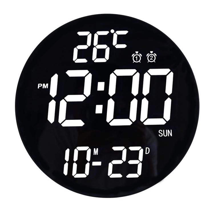 11.6-Inch White Light Wall Clock With Remote Control Multi-Functional Alarm Clock Black+Black by bashfashion