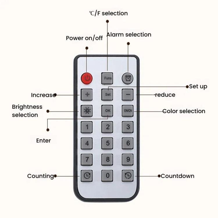 11.6-Inch White Light Wall Clock With Remote Control Multi-Functional Alarm Clock Black+Black by bashfashion