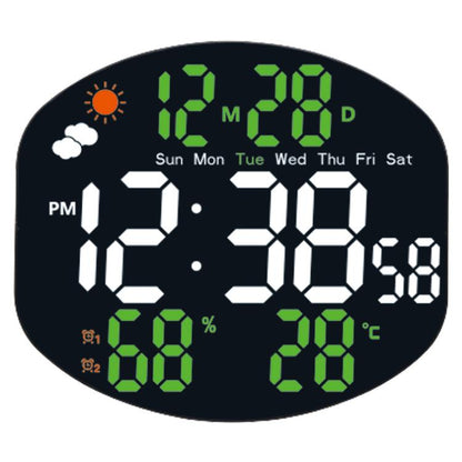 Digital Wall Clock Weather Station Forecast TEMP Humidity 2 Alarm Table Clock With Remote Control(Green+White) by bashfashion