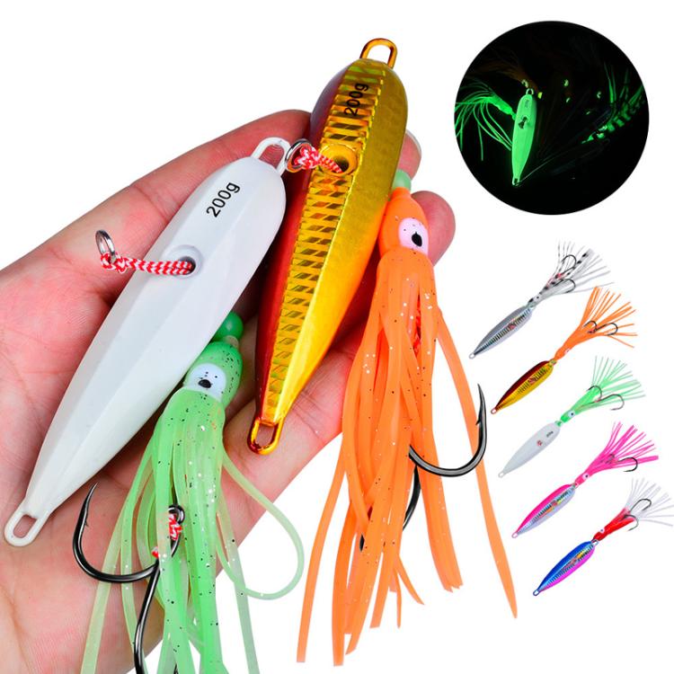 80G PROBEROS LF159 Luminous Bearded Squid Hook Slow Cranking Road Runner Iron Plate Bionic False Bait(D) by PROBEROS