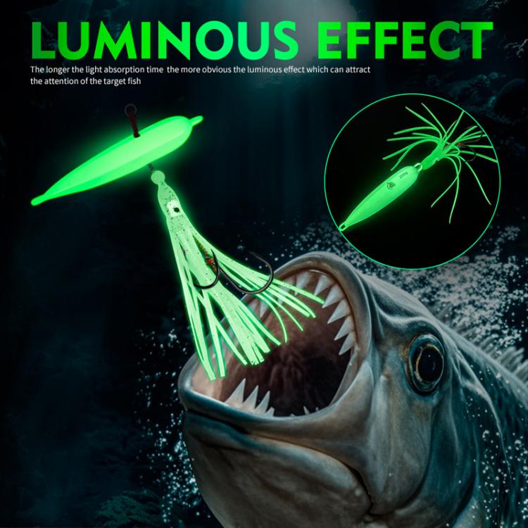 120G PROBEROS LF159 Luminous Bearded Squid Hook Slow Cranking Road Runner Iron Plate Bionic False Bait(C) by PROBEROS