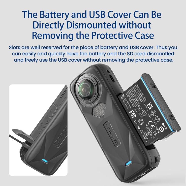 aMagisn Body Case+Lens Cap For Insta360 X5 Action Camera Protective Accessories Gray by aMagisn