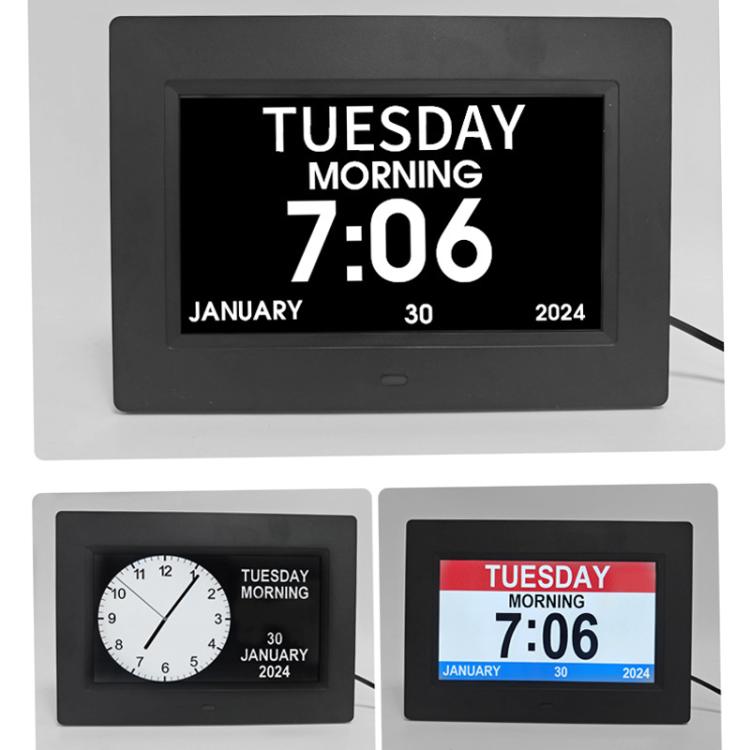 7-inch Digital Frame Calendar Day Clock With 3 Medication Alerts, 5 Custom Alarms, Multi-Language Support UK Plug White by bashfashion