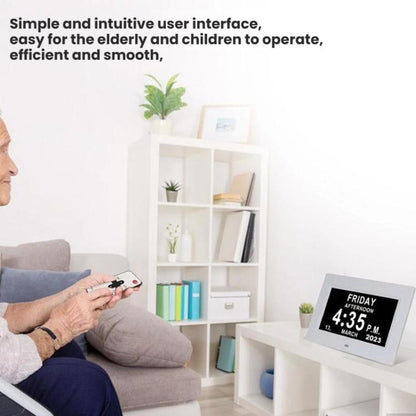 7-inch Digital Frame Calendar Day Clock With 3 Medication Alerts, 5 Custom Alarms, Multi-Language Support UK Plug Black by bashfashion